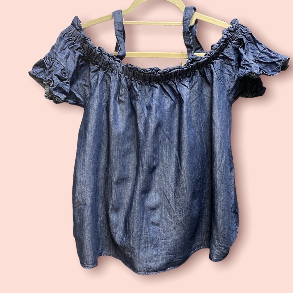Umgee blouse peasant style off/on shoulder short sleeves ruffle Size small